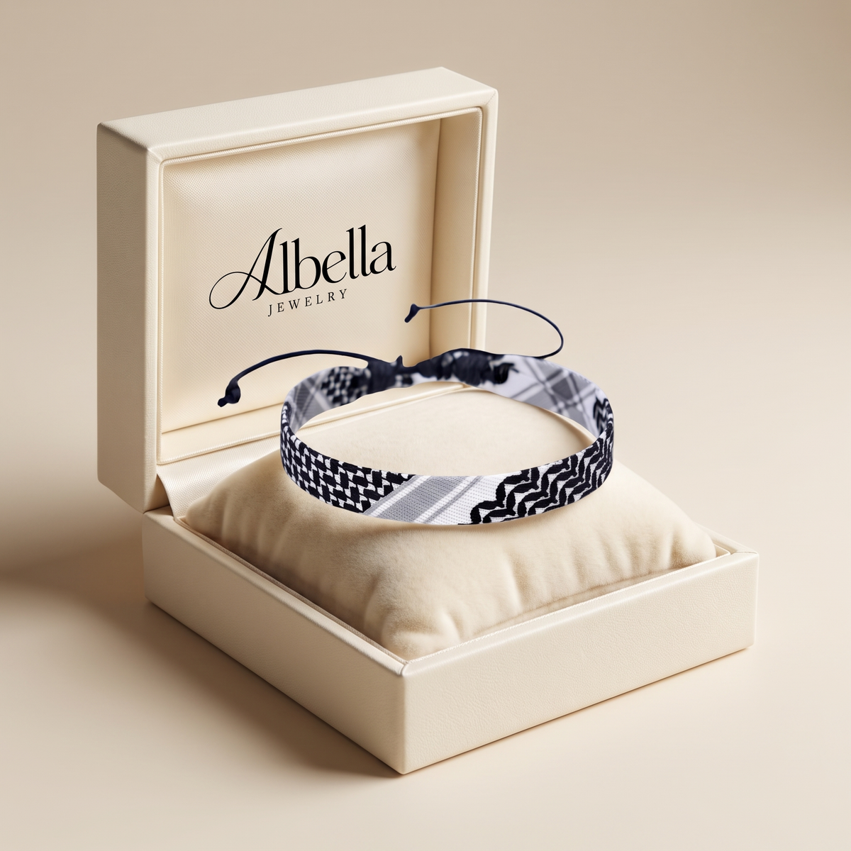 Woven Fabric Bracelet in Albella Jewelry gift box