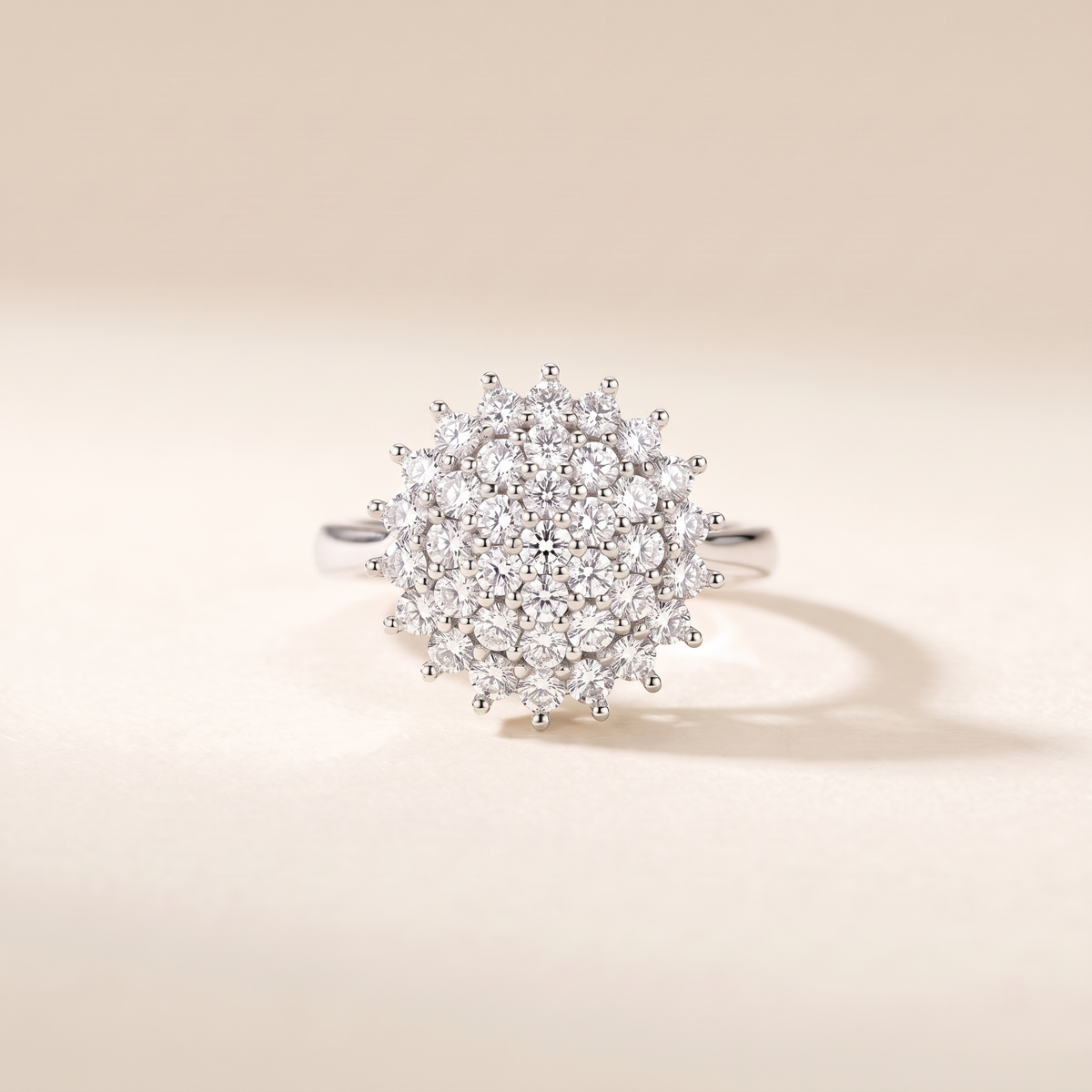 Crystal Cluster Halo Statement Ring – white gold