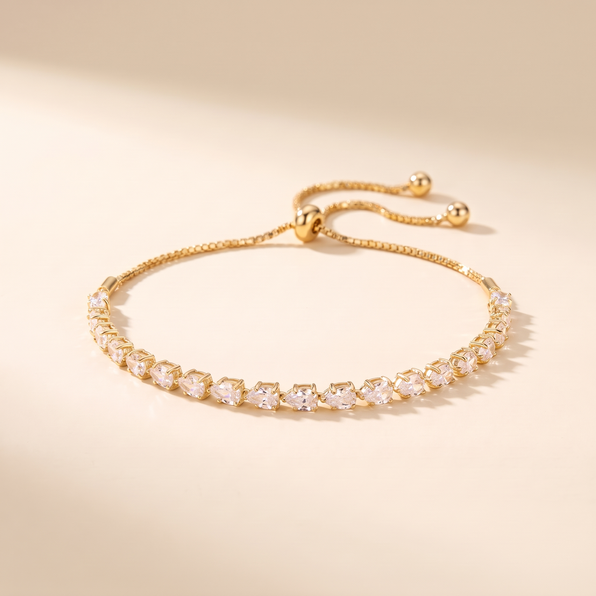 Adjustable Bracelet with Geometric Stones – gold