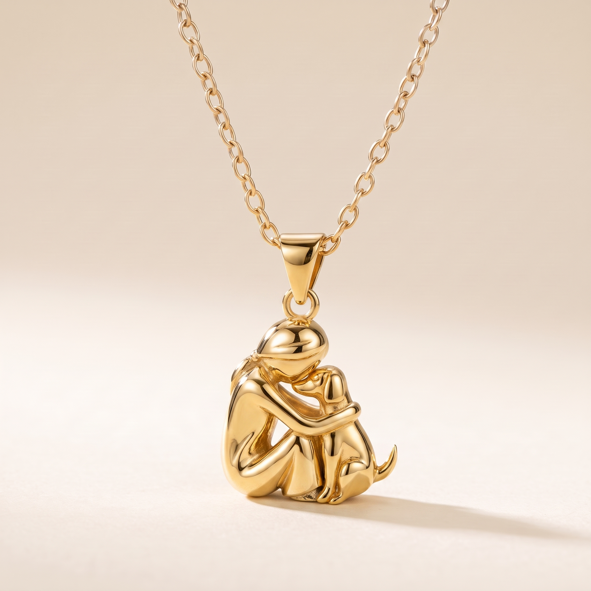 Forever In Your Heart Dog Hug Pendant Necklace – gold