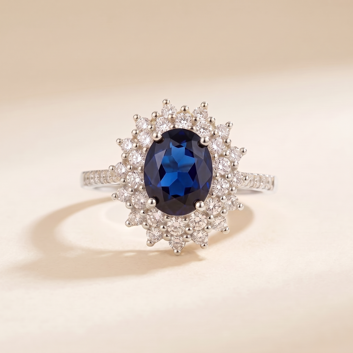 Sapphire Halo Ring – Gold – white gold