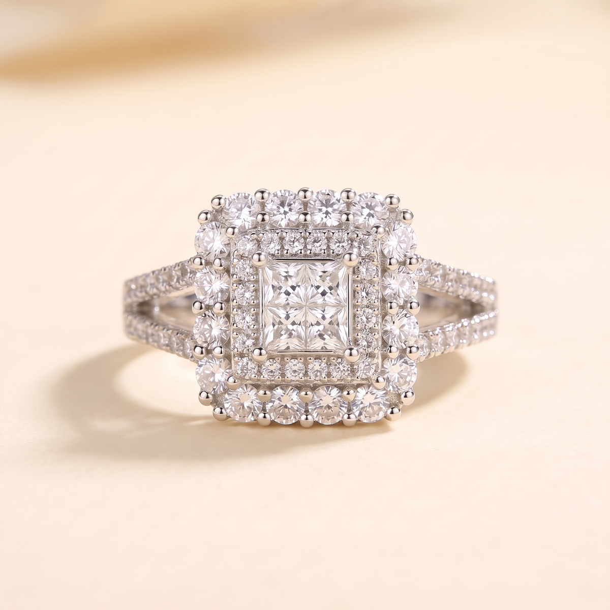 Square Zirconia Wedding Ring – white gold