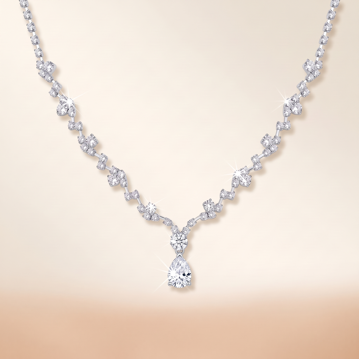 Elegant Diamond Bridal Necklace – silver