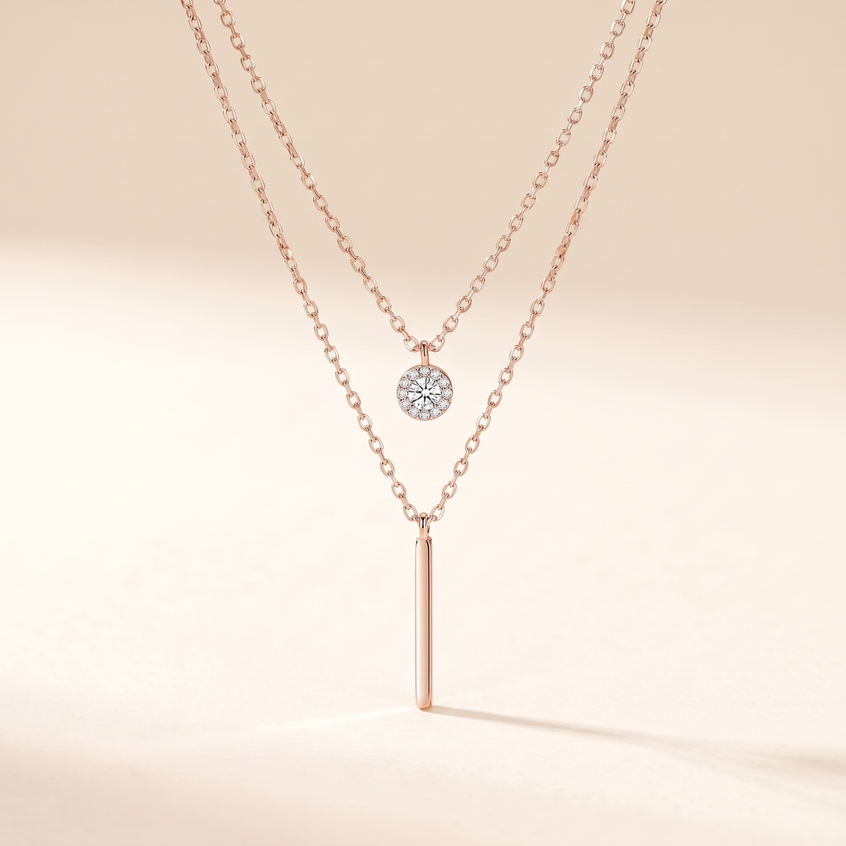 Double-Layer Sterling Silver Necklace – red