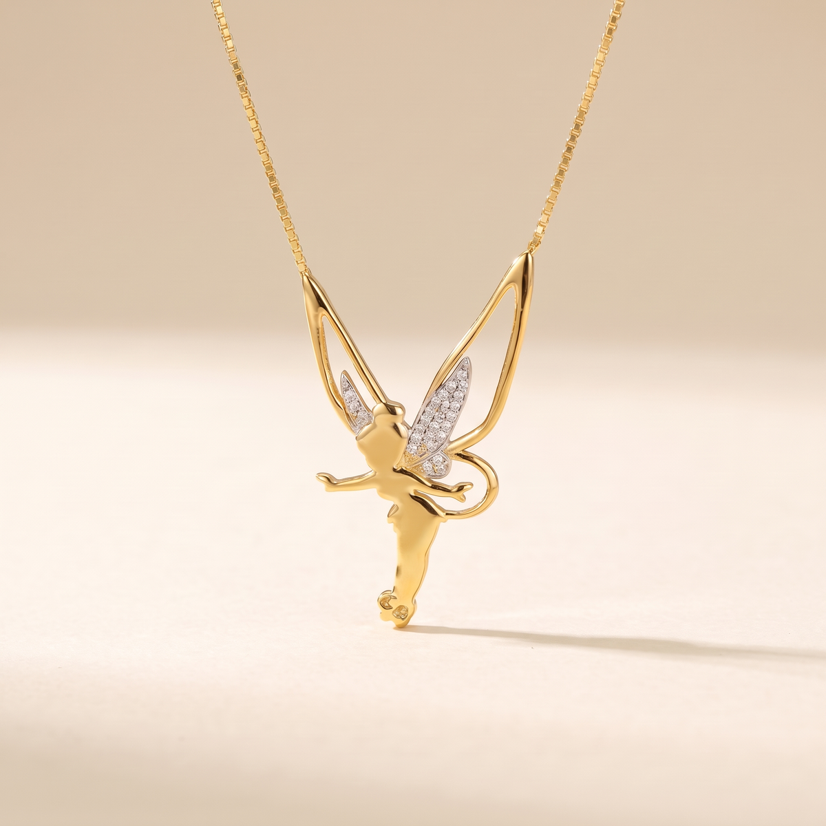 Gold Necklace with Fairy Pendant – gold