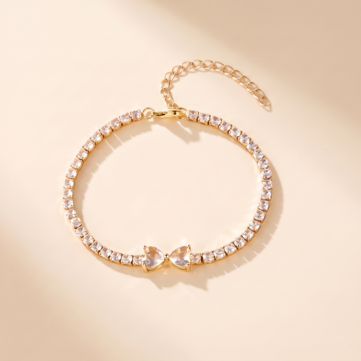 Sparkling Crystal Bow Tennis Bracelet – gold