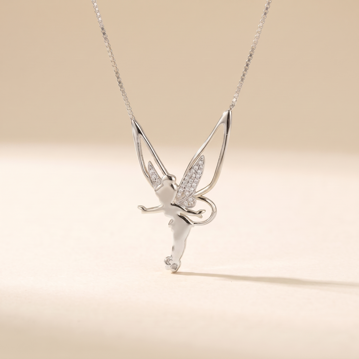 Gold Necklace with Fairy Pendant – silver