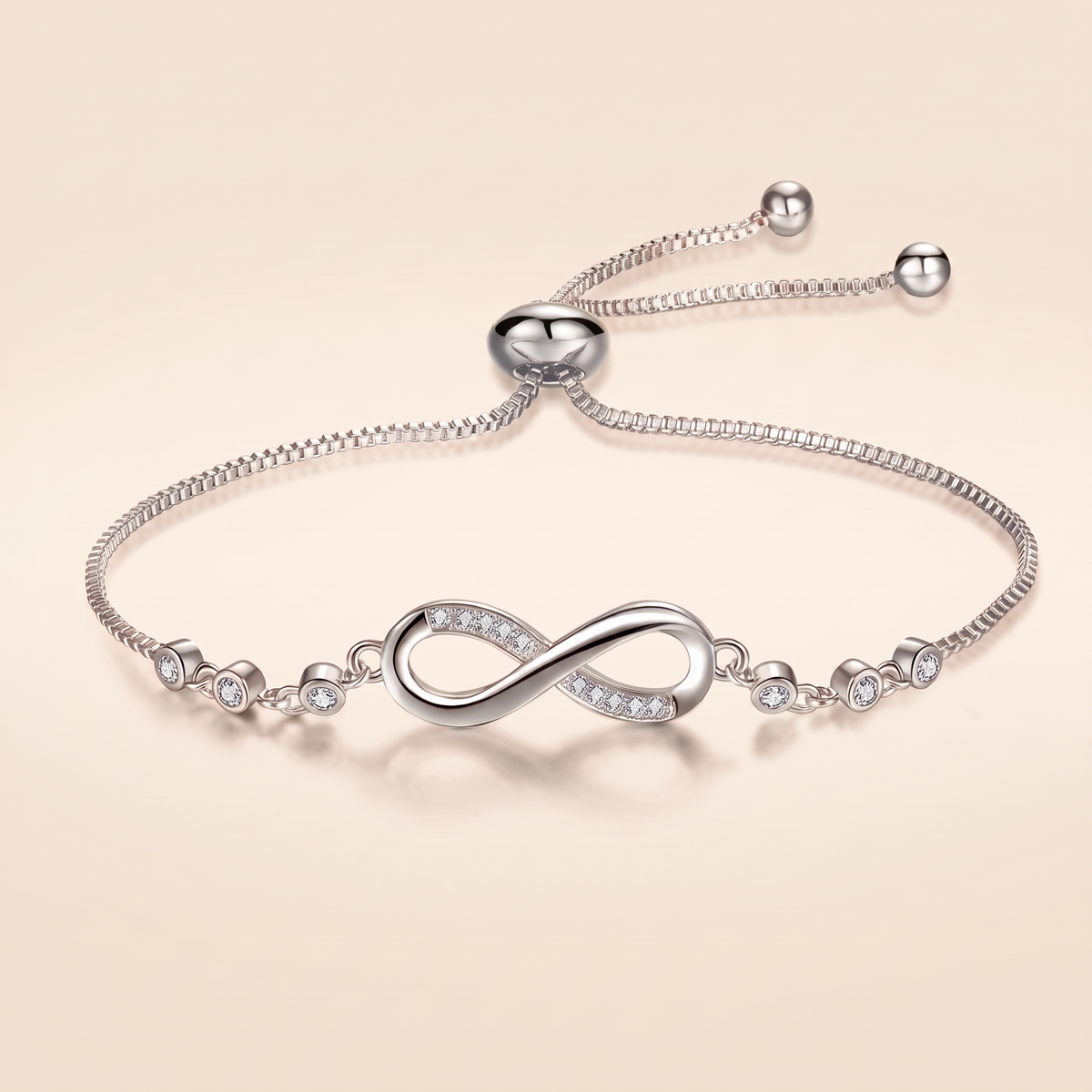 Chic Adjustable Rose Gold Infinity Bracelet – silver