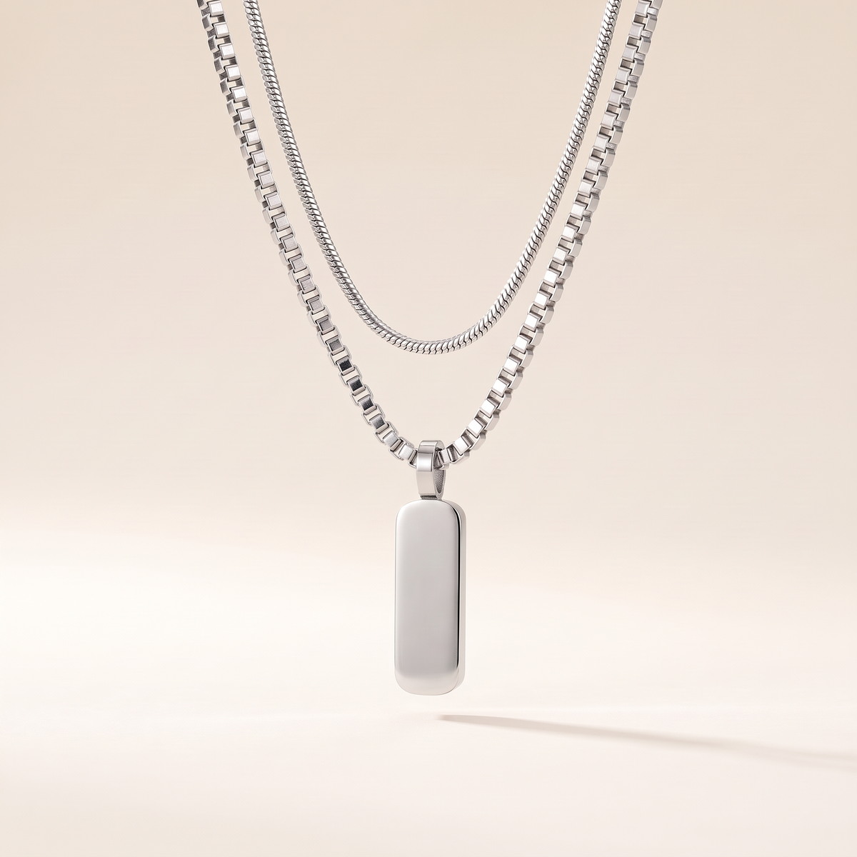 Minimal Pendant Necklace Duo – silver