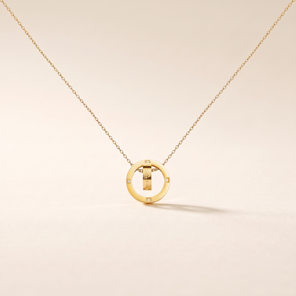 Diamond Circle Pendant Necklace – gold
