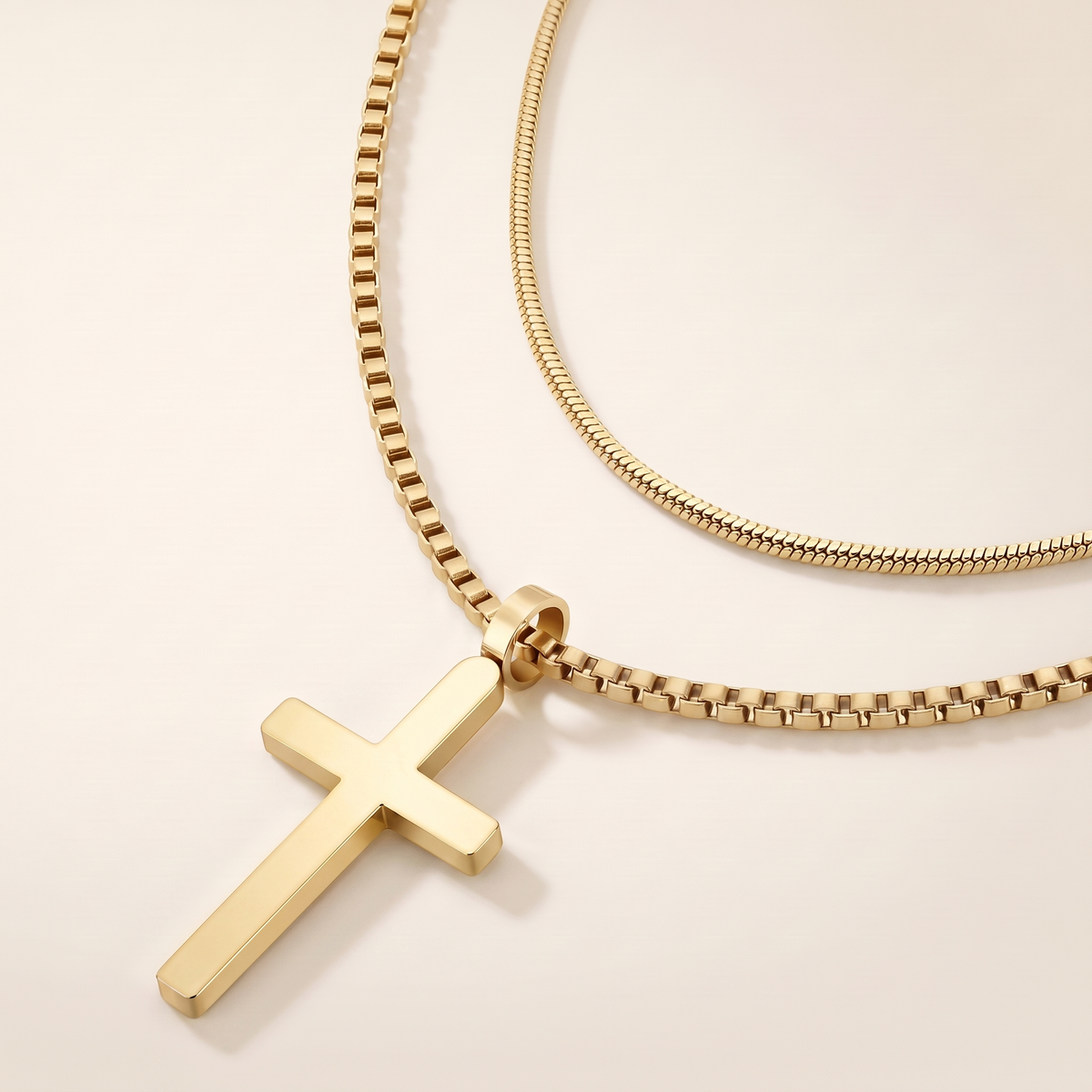Classic Cross Necklace Duo – gold