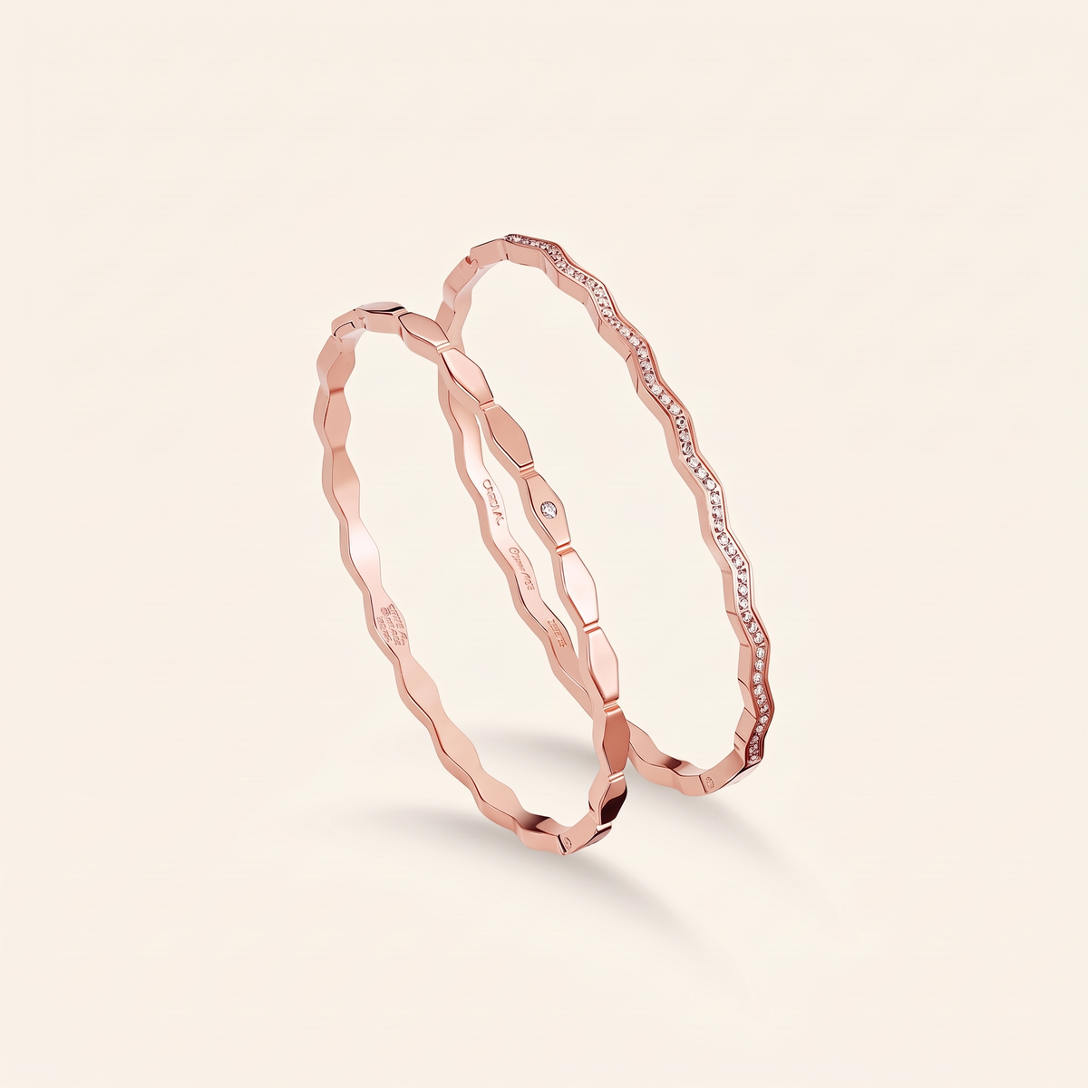 Wavy Crystal Double Band Bracelet – rose gold