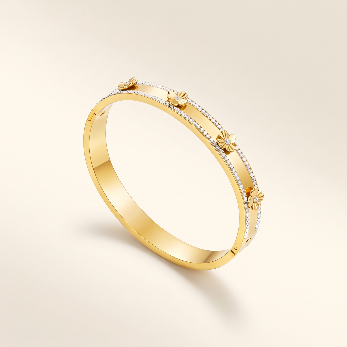 Floral Crystal Bangle Bracelet – gold
