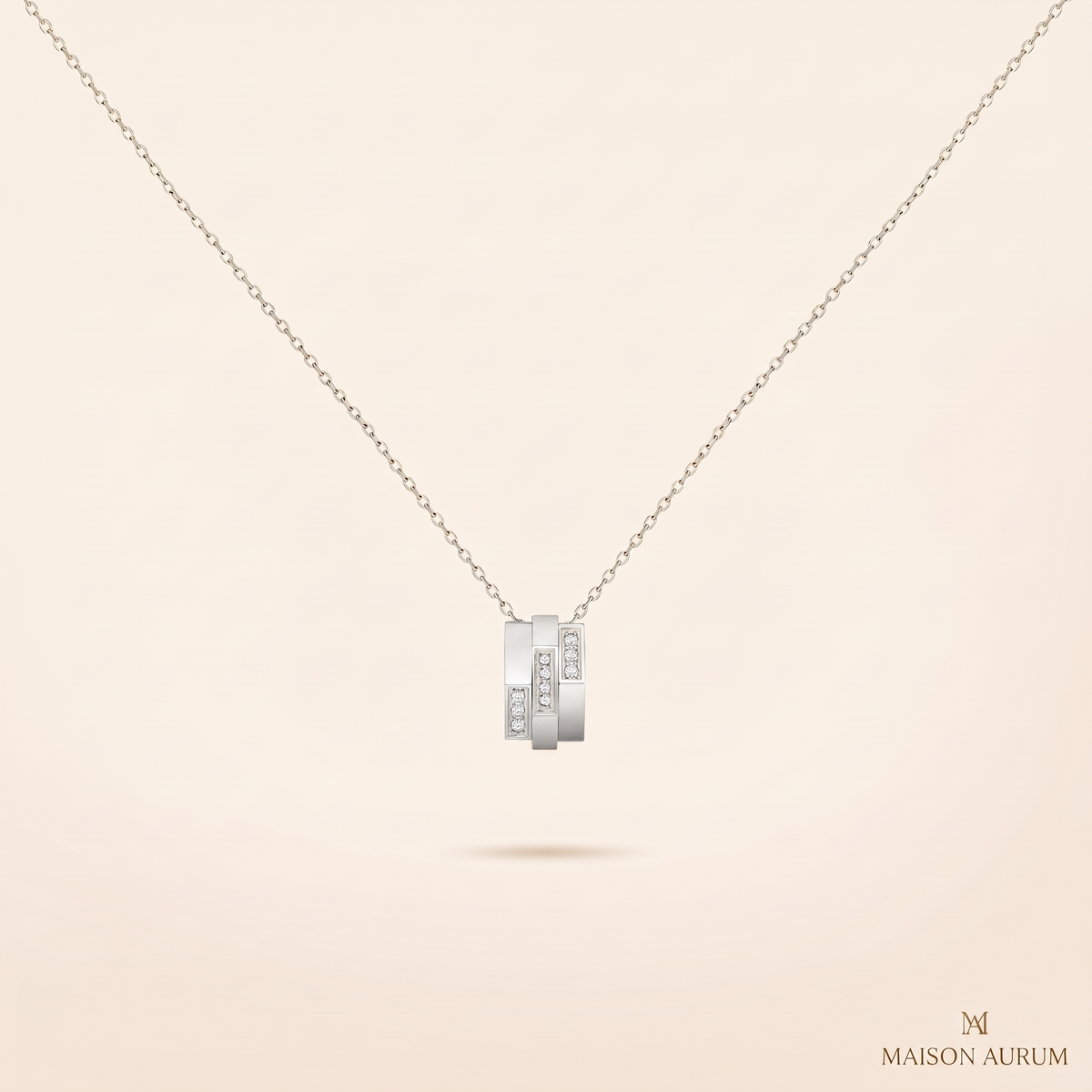 Crystal Geometric Drop Necklace – silver