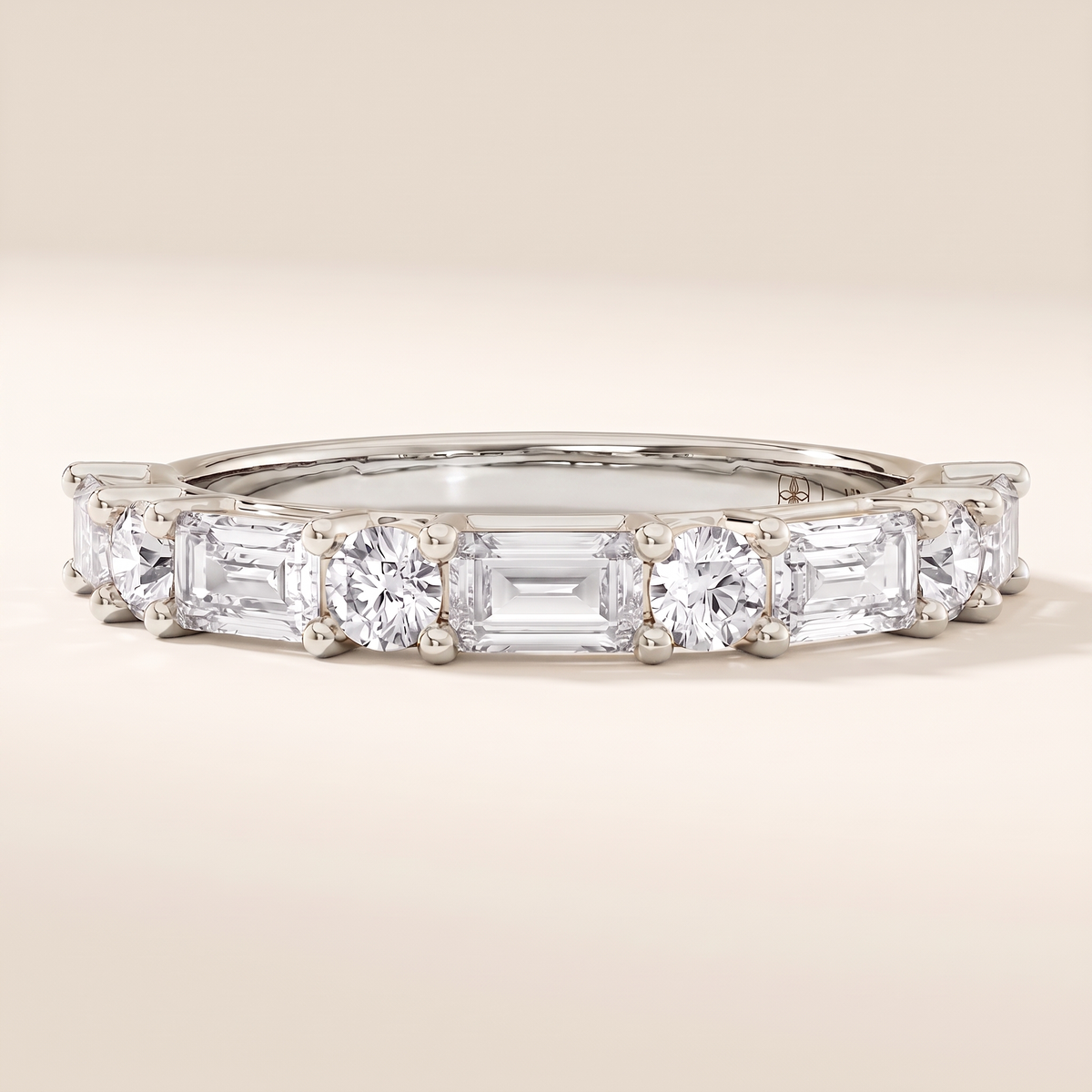 Della Half Eternity Alternating Diamond Band – silver