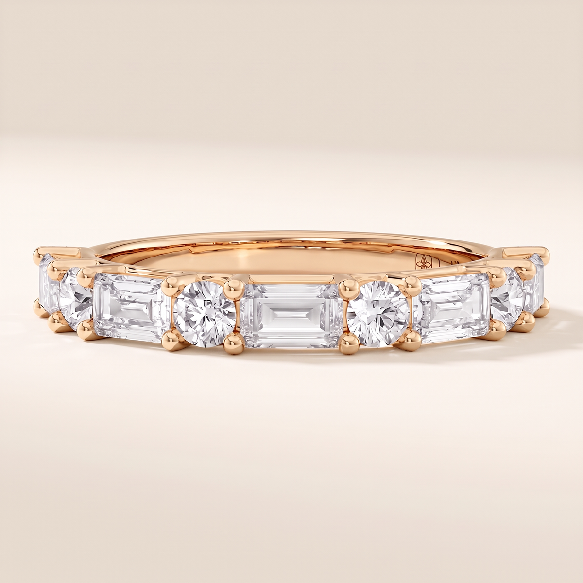 Della Half Eternity Alternating Diamond Band – rose gold