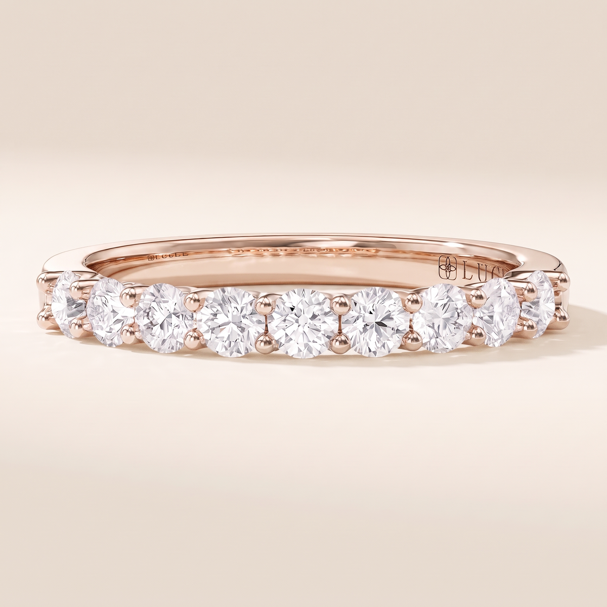 9-Stone Round Diamond Trellis Ring – rose gold