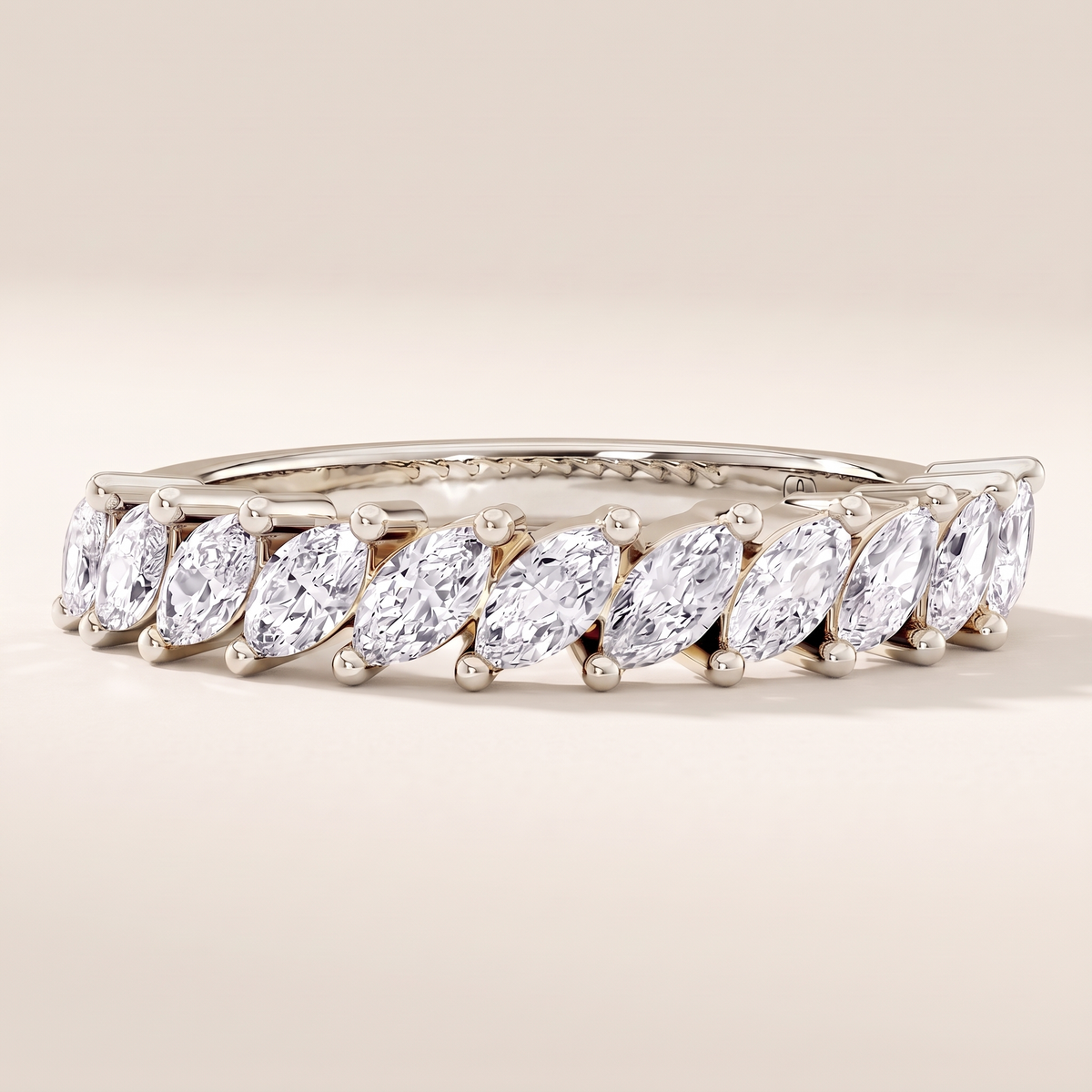 Marquise Diamond Half Eternity Ring – white gold