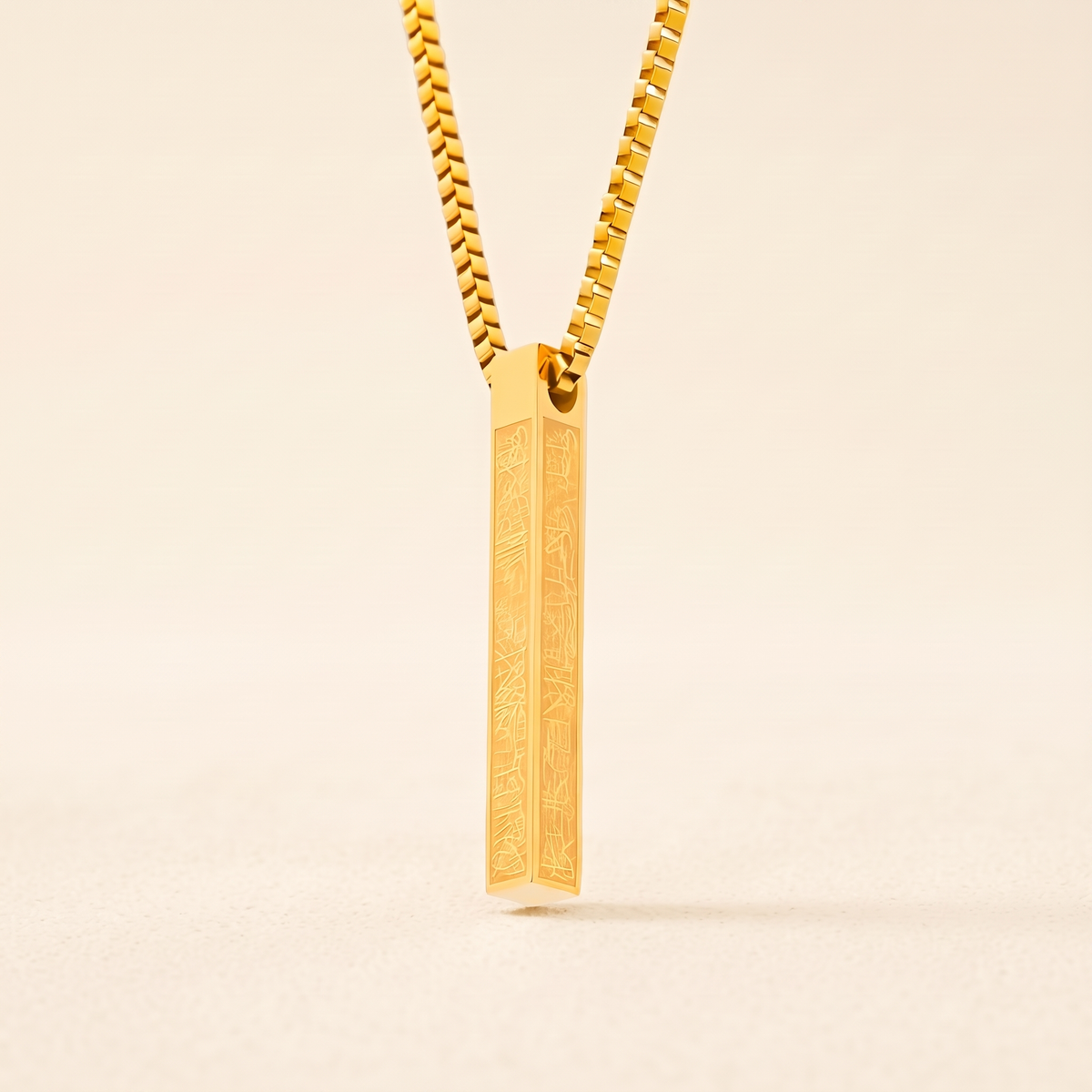 Engraved Gold Bar Necklace – gold