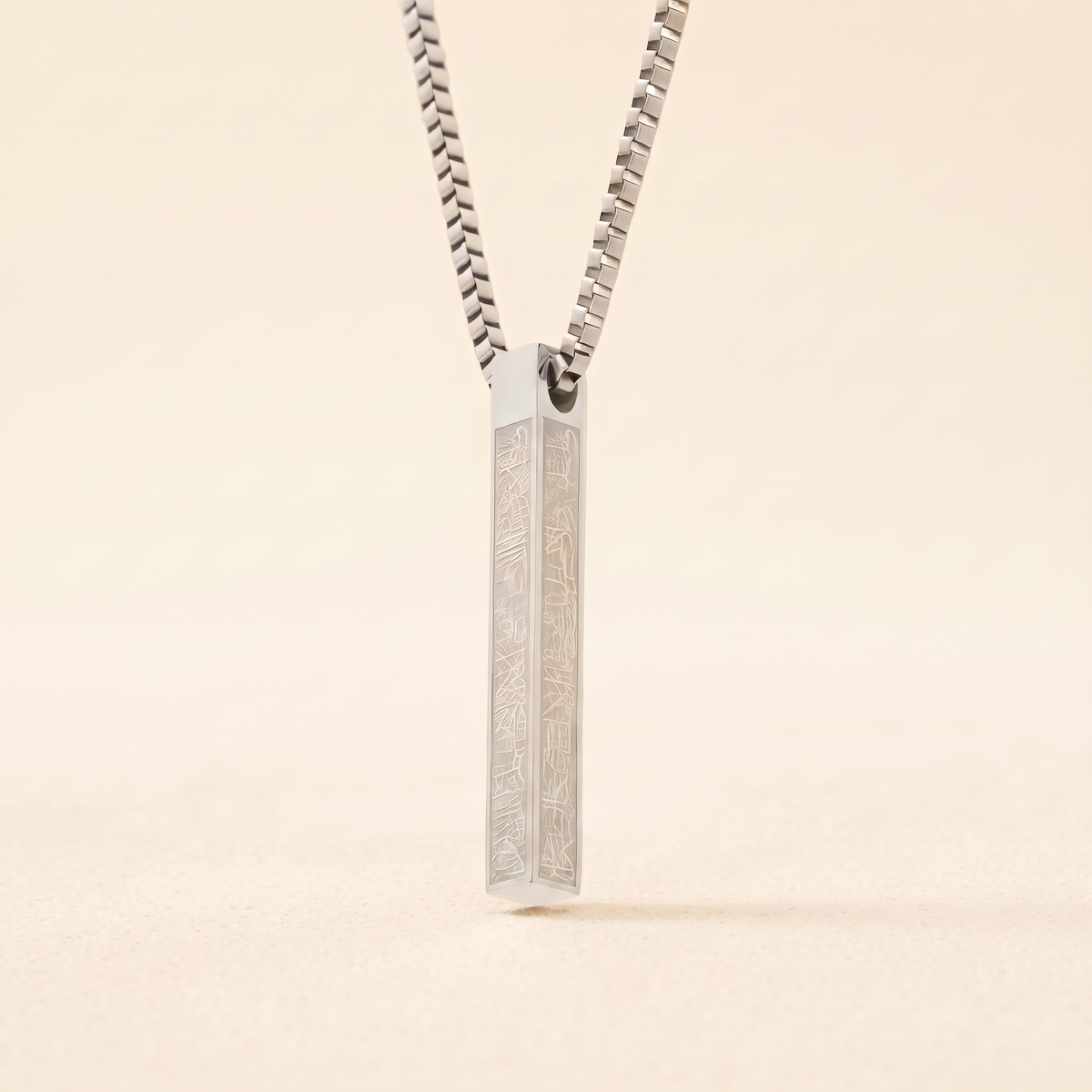 Engraved Gold Bar Necklace – silver