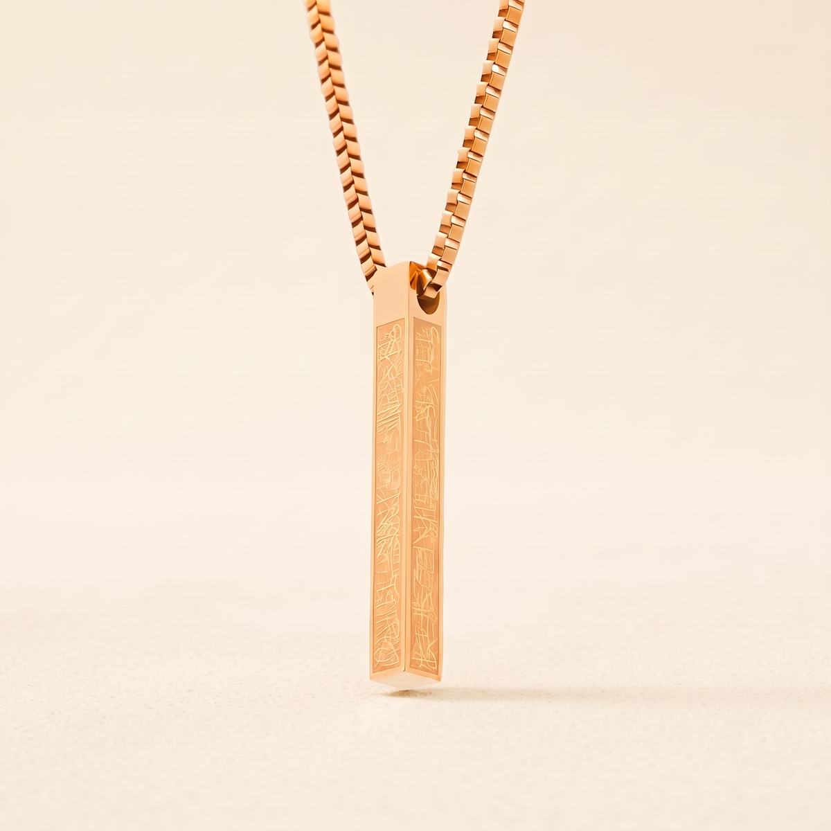 Engraved Gold Bar Necklace – rose gold