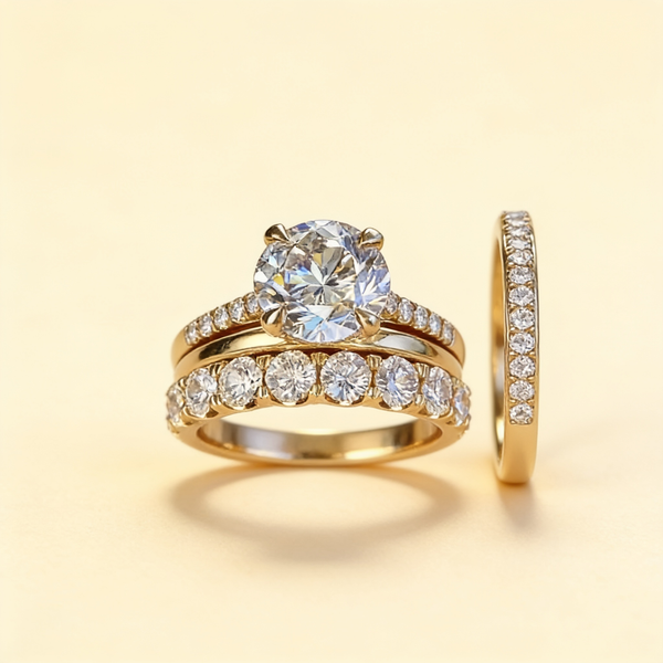 Triple Band Solitaire Ring Set – Albella Jewelry
