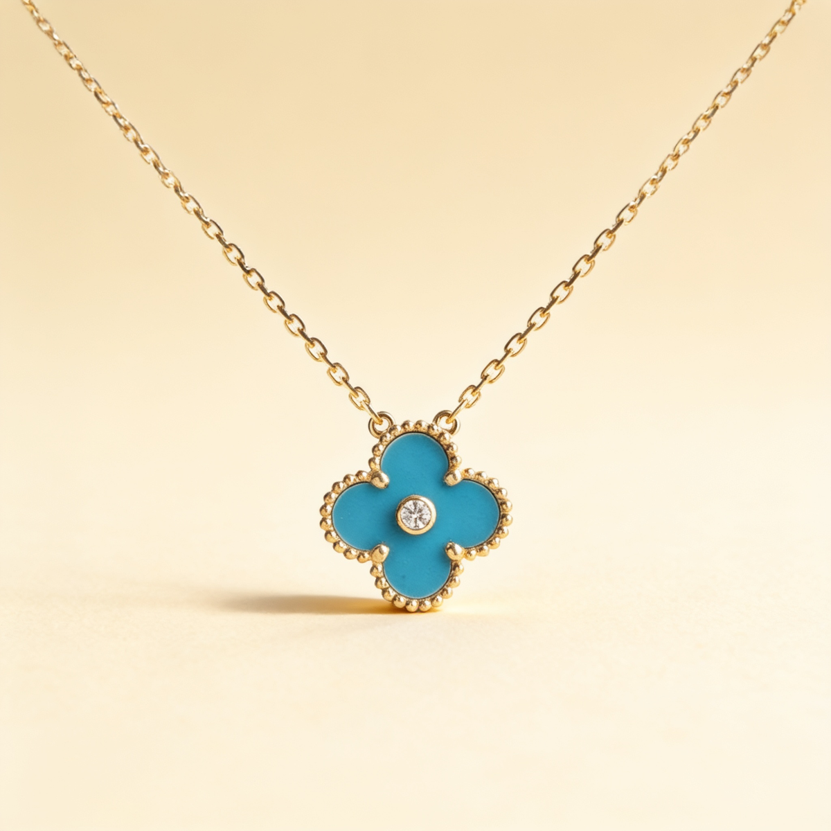 Blue Porcelain Clover Pendant Necklace – Albella Jewelry