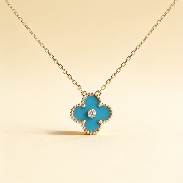 Blue Porcelain Clover Pendant Necklace – Albella Jewelry