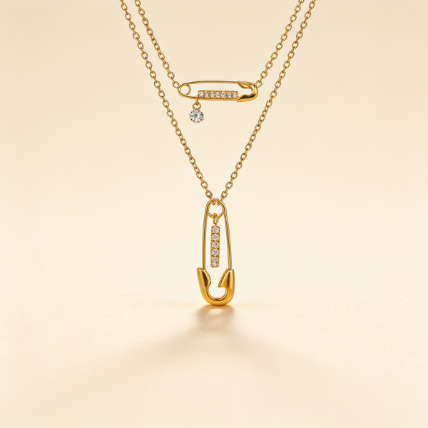 Edgy Layered Safety Pin Necklace – Albella Jewelry