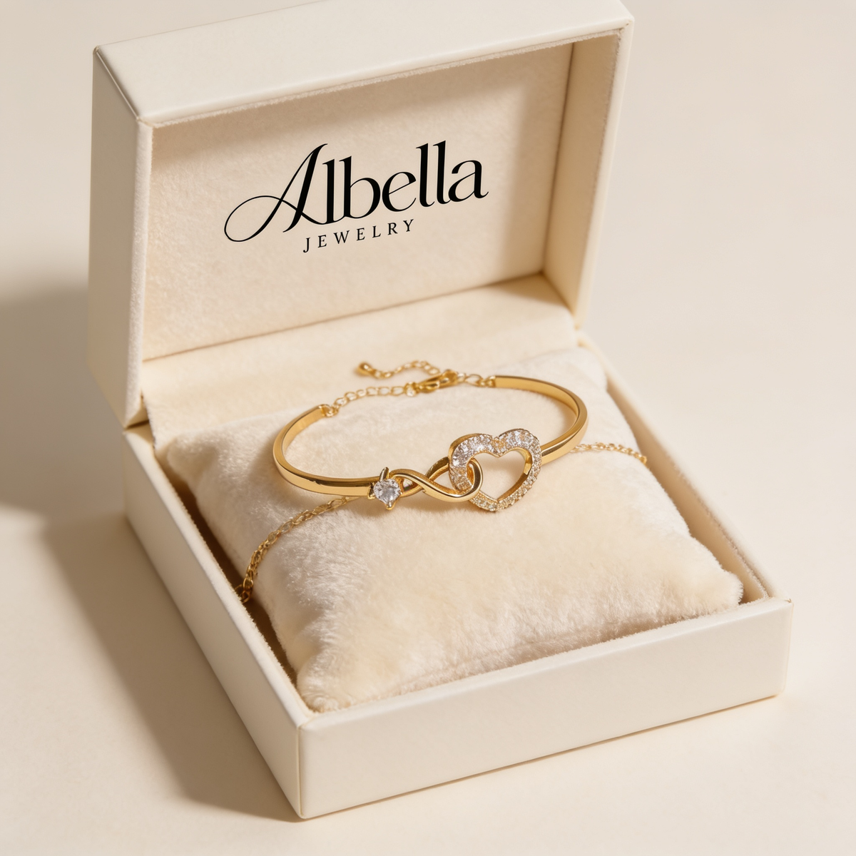 Infinity Heart Bracelet in Albella Jewelry gift box