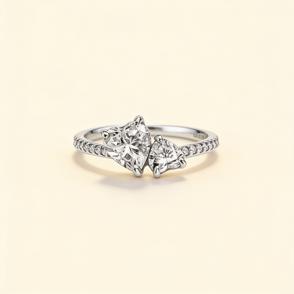 Double Heart Sparkling Ring – Albella Jewelry