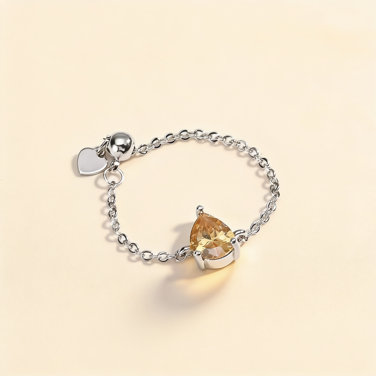 Colorful Rhinestone Open Ring – Champagne Silver