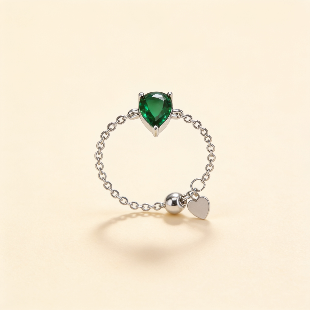 Colorful Rhinestone Open Ring – Green Silver